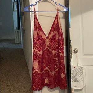 Red sequence dress short strap